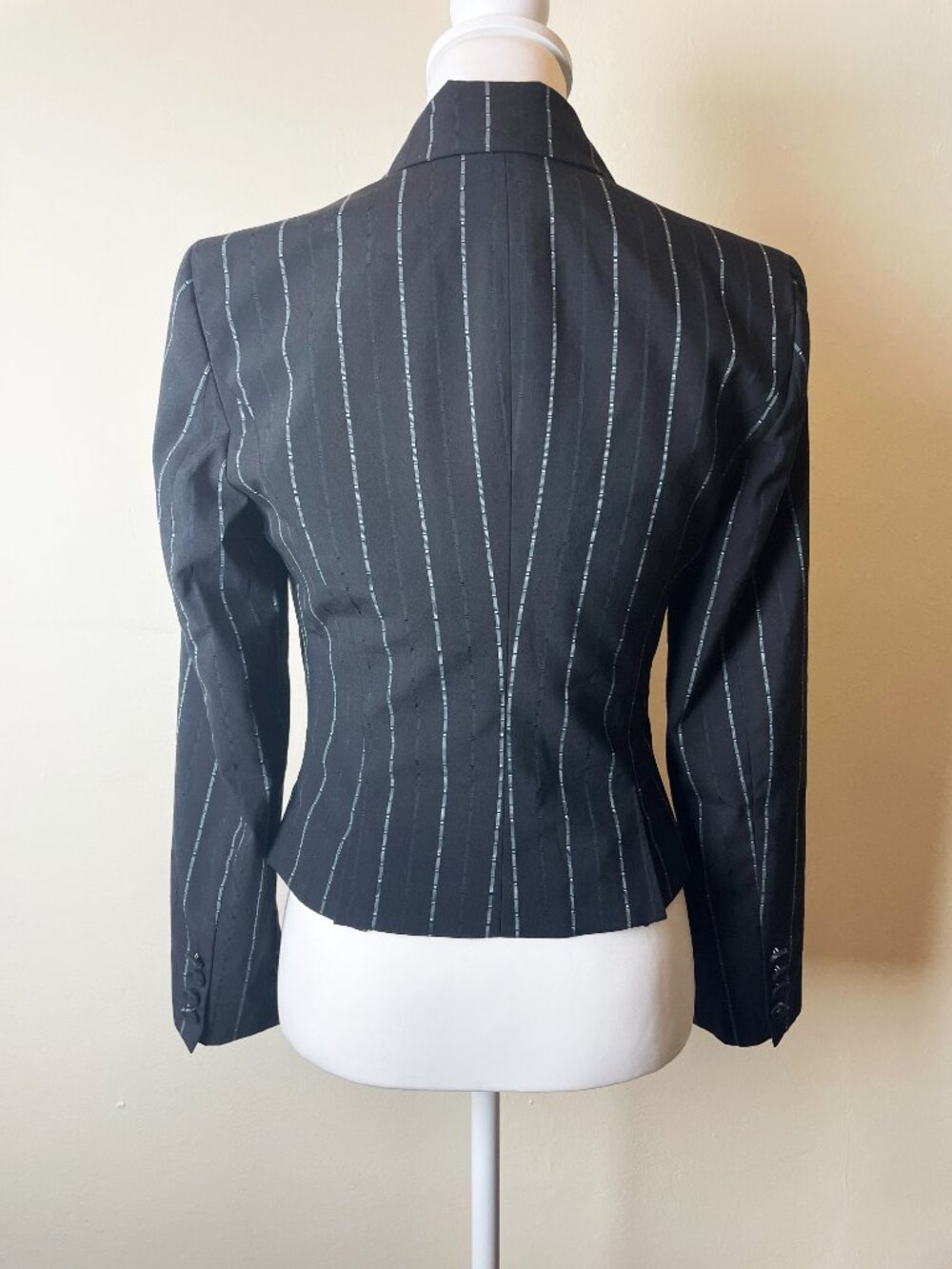 VTG Bebe Black Pinstripe 2-Piece Pant Suit Set - Jacket 4 / Pants 2 - Y2K Office - Picture 7 of 15